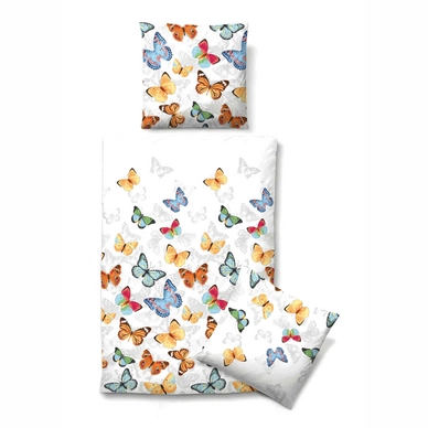 Bettwäsche Biberna Butterflies Gelb Mako-Satin