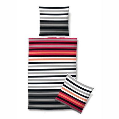 Bettwäsche Biberna Satin Lines Schwarz Mako-Satin