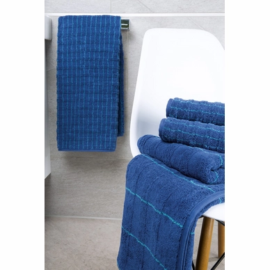 Handdoek Cawö Accent Stripes Wide Blauw (set van 3)