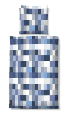 Bettwäsche Biberna Square Kornblau Mako-Satin