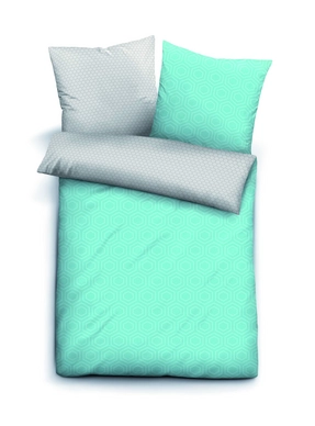 Bettwäsche Biberna Mako-Satin Türkis