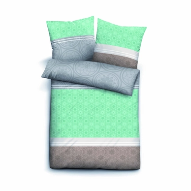 Bettwäsche Biberna Mako-Satin Azalee Taupe Gemustert