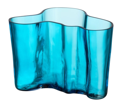Vaso di vetro Iittala Alvar Aalto h 14 cm, Azzurro turchese