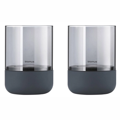 Theelichthouder Blomus Calma Steel Gray Smoke (set van 2)