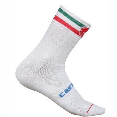 Fietssok Castelli Men Italia 13 cm White