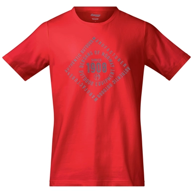 T-Shirt Bergans Homme Bergans 1908 Fire Red Solid Grey