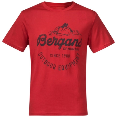 T-Shirt Bergans Men Graphic Wool Tee Red Sand Solid Charcoal