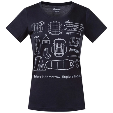 T-Shirt Bergans Graphic Wool Tee Dark Navy White  Damen