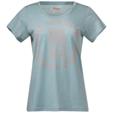 T-Shirt Bergans Women Graphic Wool SS Misty Forest Cantaloupe