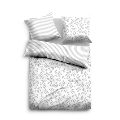 Bettwäsche Tom Tailor Mako-Satin Flowers Grau