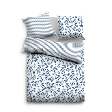 Bettwäsche Tom Tailor Mako-Satin Flowers Blau