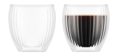 Bicchiere doppio vetro multiuso Bodum Pavina 200 ml, Set da 2, Rigato, Trasparente