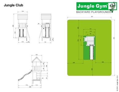 Speelset Jungle Gym Jungle Club + Bridge Donkergroen