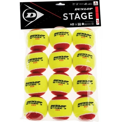 Tennisball Dunlop Stage 3 Red (12 Polybag) 2020