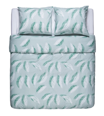 Dekbedovertrek Nightlife Snow Feathers Green Flanel