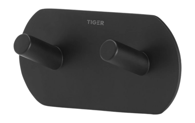 Handtuchhaken Tiger Rondo Doppel Matt Schwarz
