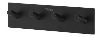 Gancio appendi asciugamano da 4 Tiger Square Multi, Acciaio Inox, Nero opaco