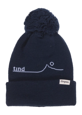 Muts Bergans Unisex Tind PowPow Pom Wool Beanie Navy Blue