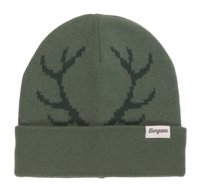 Bonnet Bergans Kids Antlers Beanie Dark Jade Green/Duke Green