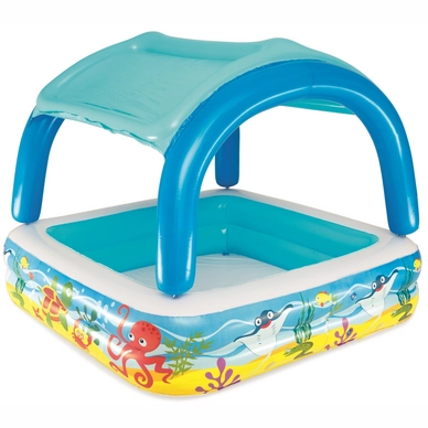 Babybad Bestway Vierkant Schaduw Canopy Play Blauw (140 x 140 x 114 cm)