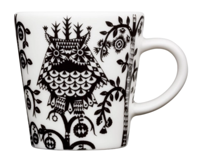 Tazzina caffè Iittala Taika 100 ml, Espresso, Con manico, Porcellana, Gufo, Nero / Bianco