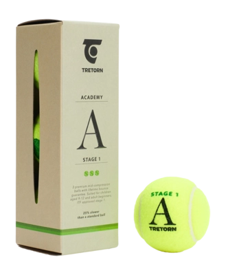 Tennis Ball Tretorn Academy Green 3 Pack (Box 40x3)