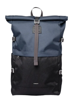 Rucksack Sandqvist Unisex Icon Rolltop Multi Black / Navy With Black Leather L