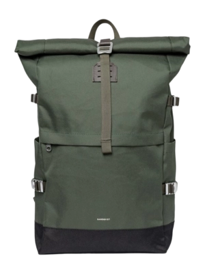 Rugzak Sandqvist Icon Rolltop Dawn Green With Dark Brown Leather L