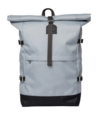 Rucksack Sandqvist Unisex Icon Rolltop Ice Blue With Black Leather L