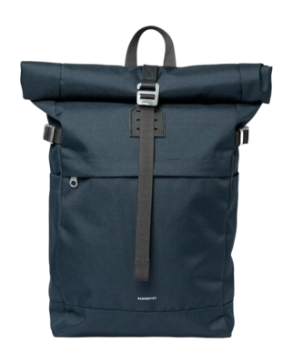 Rugzak Sandqvist Icon Rolltop Navy With Black Leather M