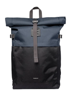 Rucksack Sandqvist Icon Rolltop Unisex Multi Black / Navy With Black Leather M