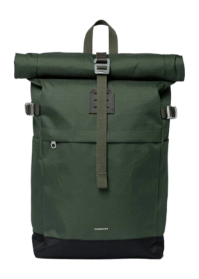 Rugzak Sandqvist Icon Rolltop Dawn Green With Dark Brown Leather M
