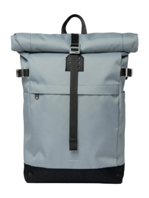 Rucksack Sandqvist Unisex Icon Rolltop Ice Blue With Black Leather M