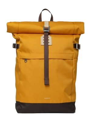 Rugzak Sandqvist Icon Rolltop Golden Yellow With Natural Leather M