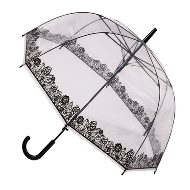 Paraplu Blooming Brollies Clear Dome Black Lace