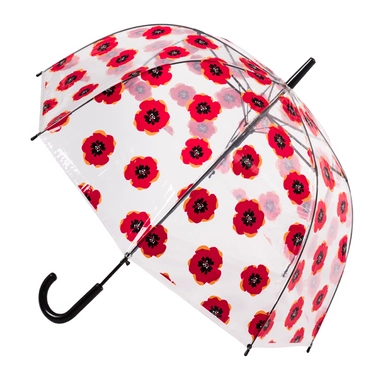 Paraplu Blooming Brollies Clear Dome Red Flower