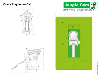 Speelset Jungle Gym Crazy Playhouse + Platform CXL + Bridge Groen