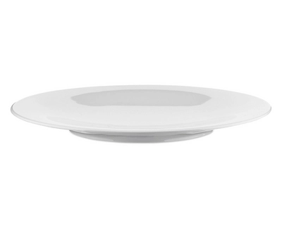 Piatto piano in porcellana Alessi Ku Ø 27 cm, Set da 4, Bianco