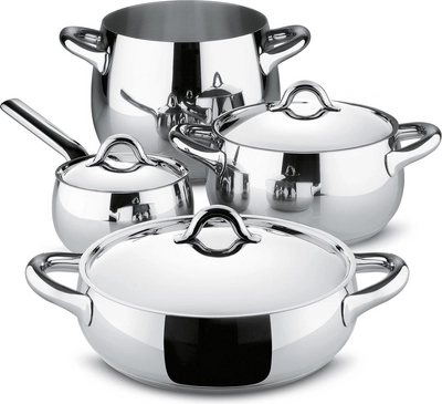 Batteria di pentole in Acciaio Inox Alessi Mami Set da 4 Tegami con 3 coperchi