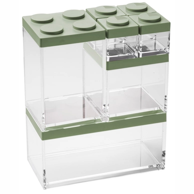 Opbergbox Omada Brickstore Laag Sage Green (7-Delig)