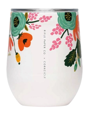 Thermosbeker Corkcicle Stemless Crème Floral 350 ml