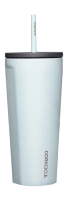 Thermal Mug Corkcicle Cold Cup with Straw Glittery Light Blue 710 ml