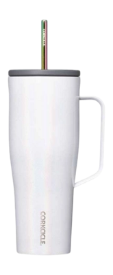 Thermosbeker Corkcicle Cold Cup XL met Rietje Glittery White 890 ml