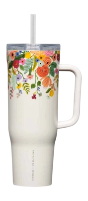 Thermobecher mit Strohhalm Corkcicle Cruiser Creme Floral 1,2 L