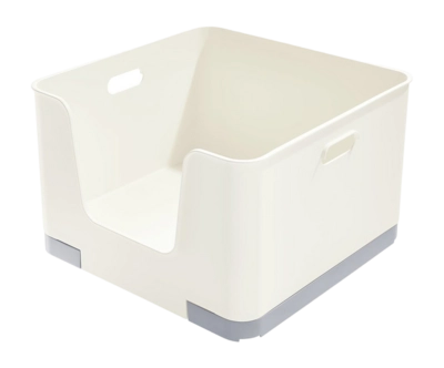 Wasmand iDesign met Opening Stapelbaar Beige/Grijs (39 x 39 x 23 cm)