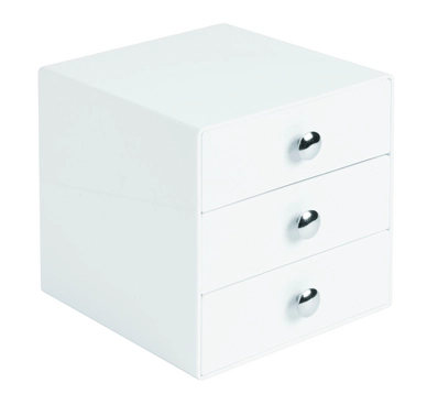 Opbergbox iDesign Drawers met 3 Laden Wit (16,5 x 17,8 x 16,5 cm)