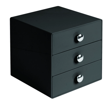 Opbergbox iDesign Drawers met 3 Laden Zwart (16,5 x 17,8 x 16,5 cm)