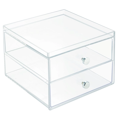 Opbergbox iDesign Drawers met 2 Laden Breed Transparant (32,9 x 17,7 x 7,2 cm)
