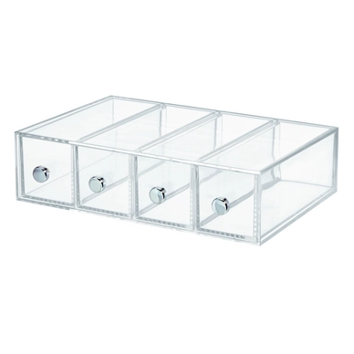 Opbergbox iDesign Drawers Tower met 4 Laden Transparant (6,6 x 17,7 x 25,2 cm)