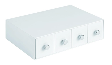 Opbergbox iDesign Drawers Tower met 4 Laden Wit (6,6 x 17,7 x 25,2 cm)